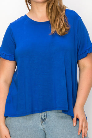 Plus size Flutter short sleeve round neck top