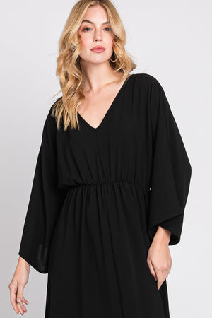 Dolman sleeve V neck open slit maxi dress