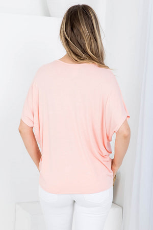 Short sleeve round neck dolman loose fit lt peach