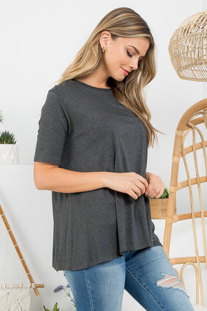 Short sleeve A line round neck top